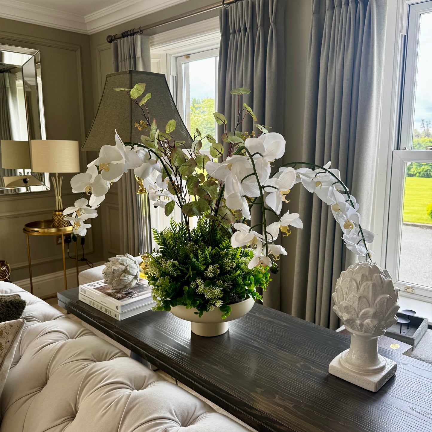 White Faux Orchid Arrangement