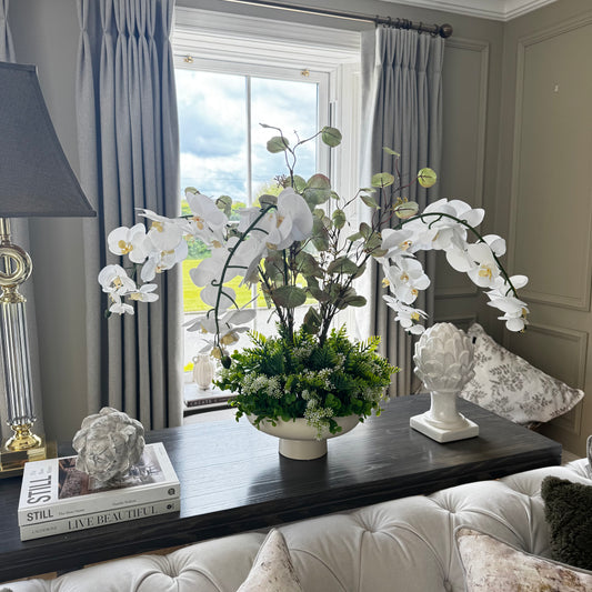 White Faux Orchid Arrangement